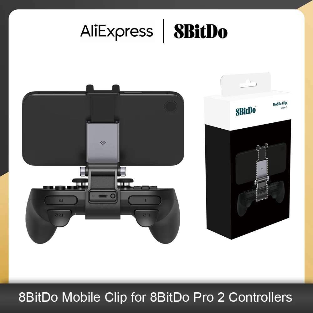 Suporte para Celular 8BitDo Mobile Clip para Controladores Bluetooth 8BitDo Pro 2 e Pro 3, Suporte Ajustável para Telefone (49-85mm)