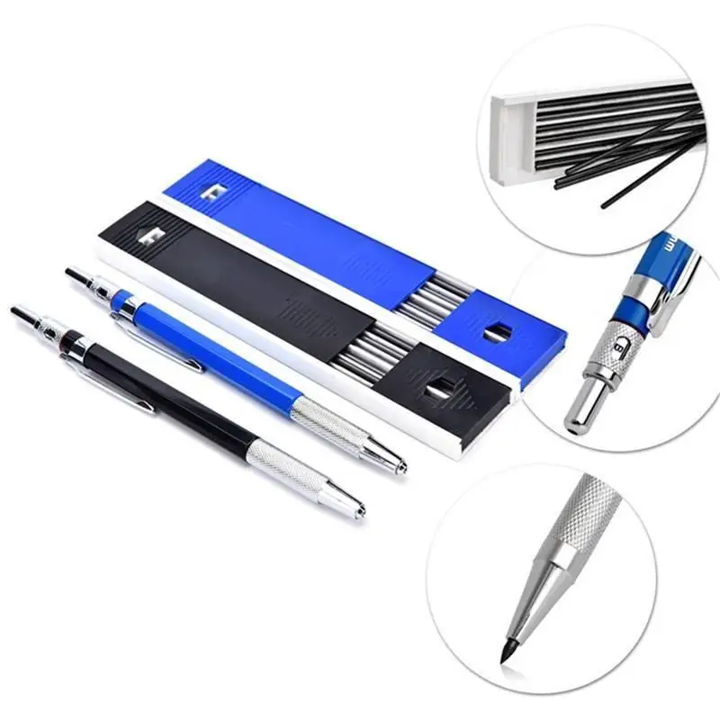 Metal Mechanical Pencils 2.0 mm 2B Lead Holder Drafting Drawing Pencil