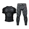 New Boxing Rashguard MMA T-shirt+Shorts For Men 4PCS/Set Black Grappling Bjj Rash Guard Jiu Jitsu T-shirts Sport Tights Clothing 4