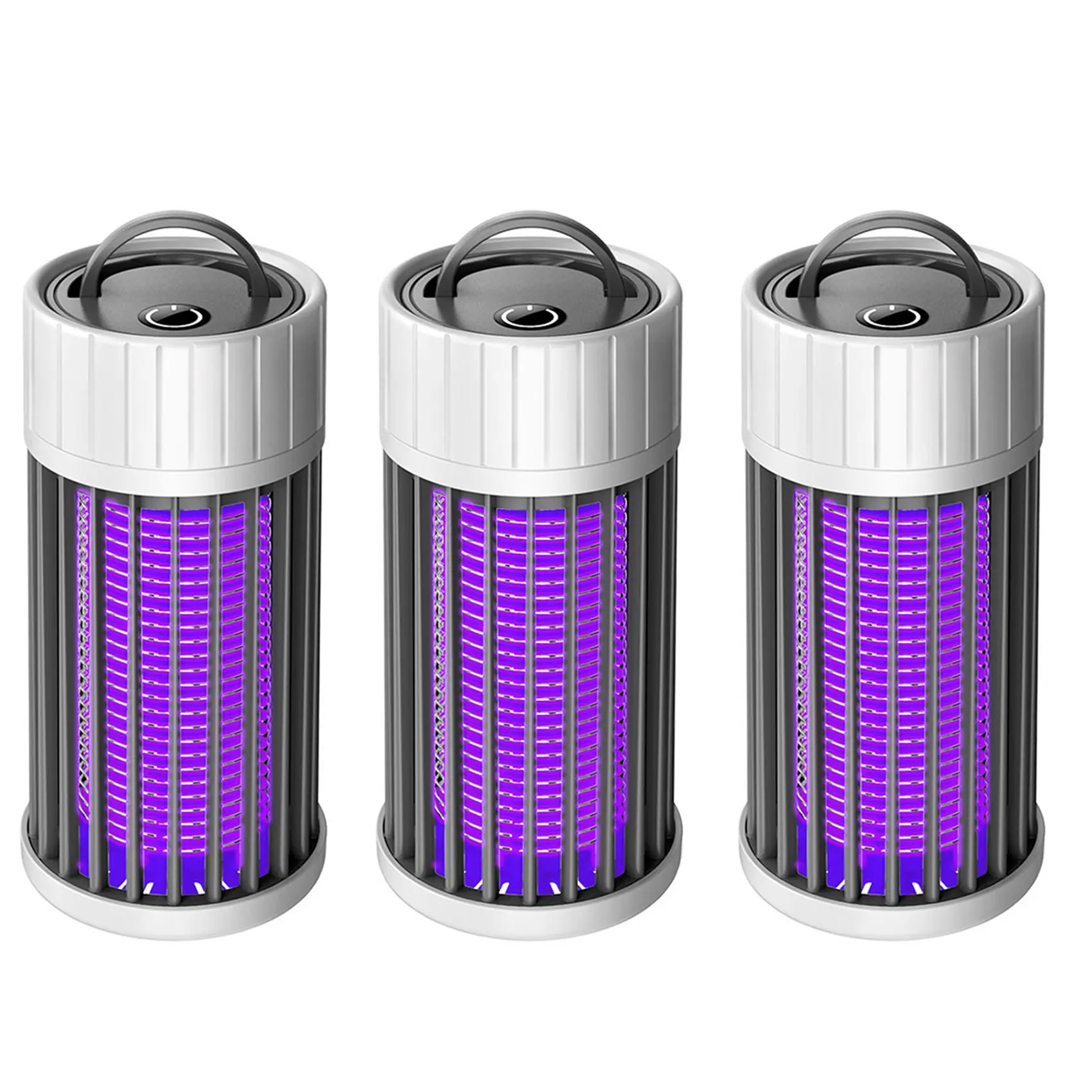 ABRE-2X 버그 재퍼 & 곤충 유인 트랩 & LED 캠핑 랜턴, USB/태양광 충전식, 곤충 트랩 그레이