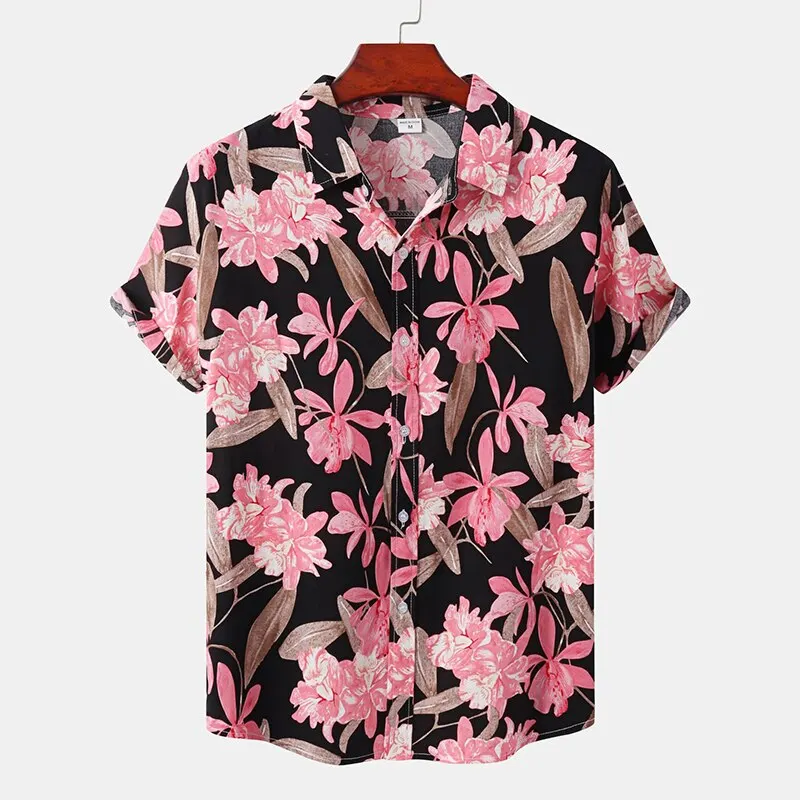 

Hot Sell Hawaiian Men'S Shirt 3d Floral Print Daily Casual Short Sleeve High-Quality Men'S Clothing Beach Party Sweatshirt Tops