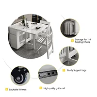 Yemek Masasi-Table à Manger Pliante Rectangulaire, Meuble Multifonctionnel, Chaises Pliantes, Mode pour Documents Blancs 5
