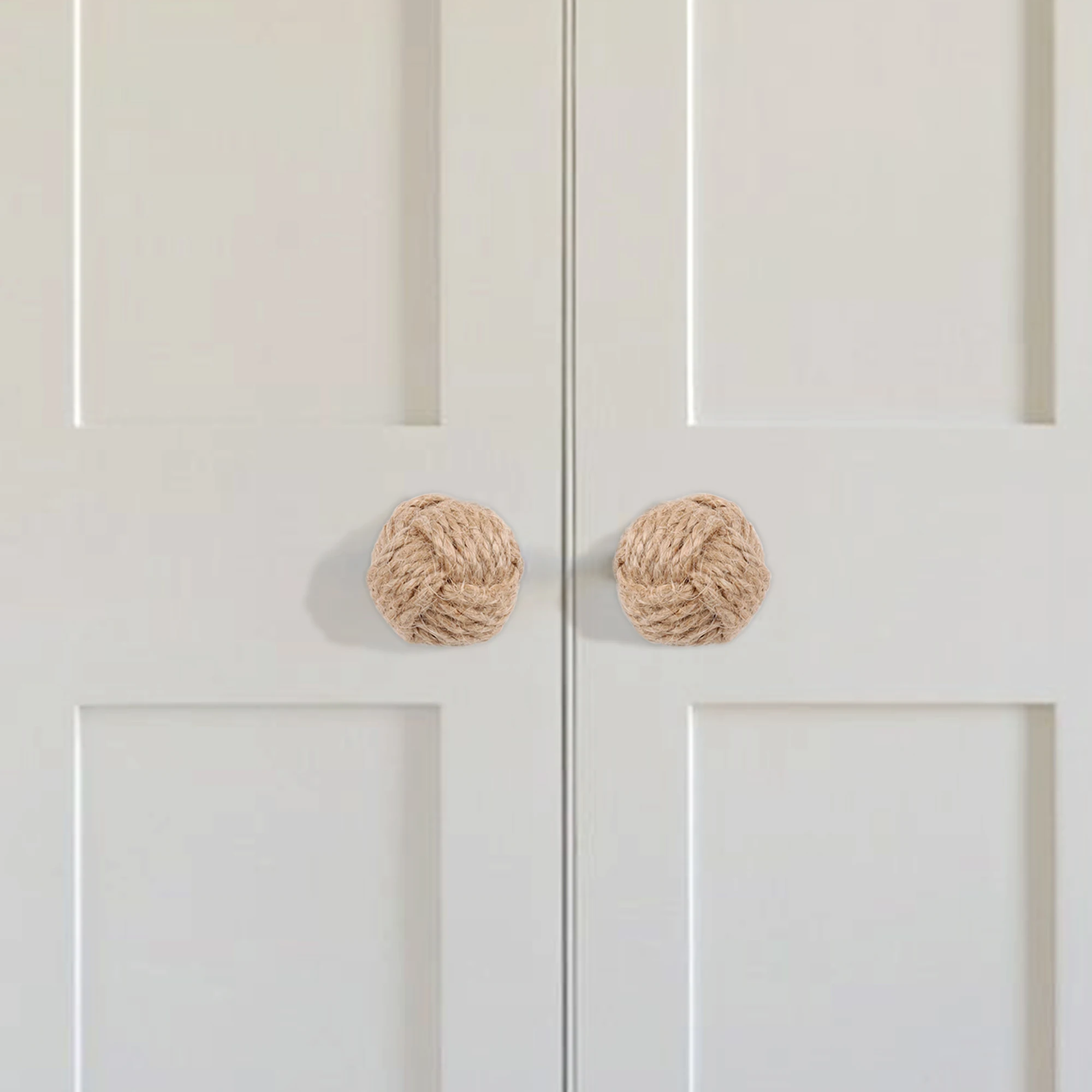 Hemp Rope Drawer Knobs Round Handmade Cabinets Dresser Handles Wood Kitchen Cupboard Wardrobe Door Pulls Furniture