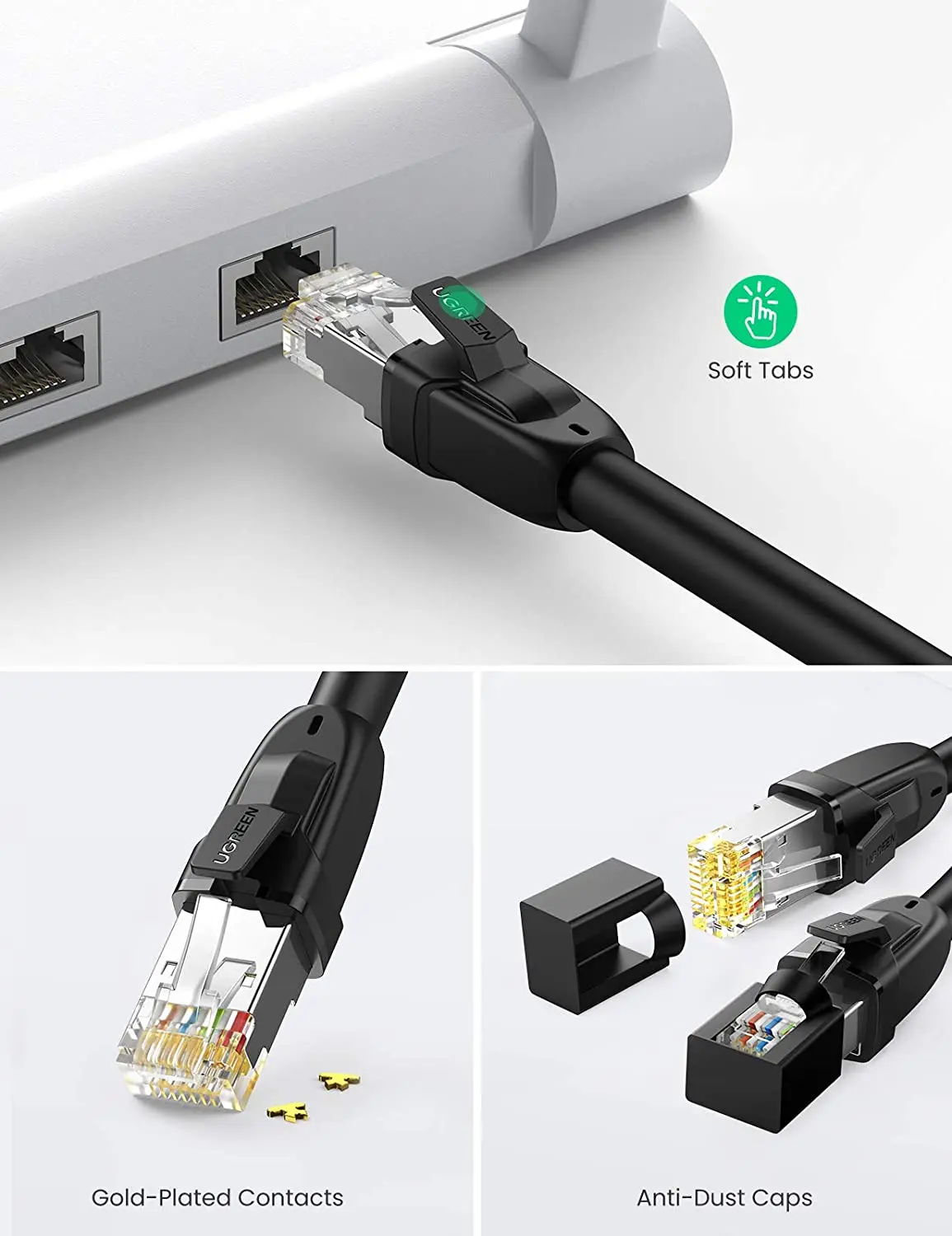 UGREEN Cat 8 이더넷 케이블 고속 Cat8 이더넷 케이블 Cat8 RJ45 네트워크 LAN 케이블 40Gbps 2000MHz 초고속