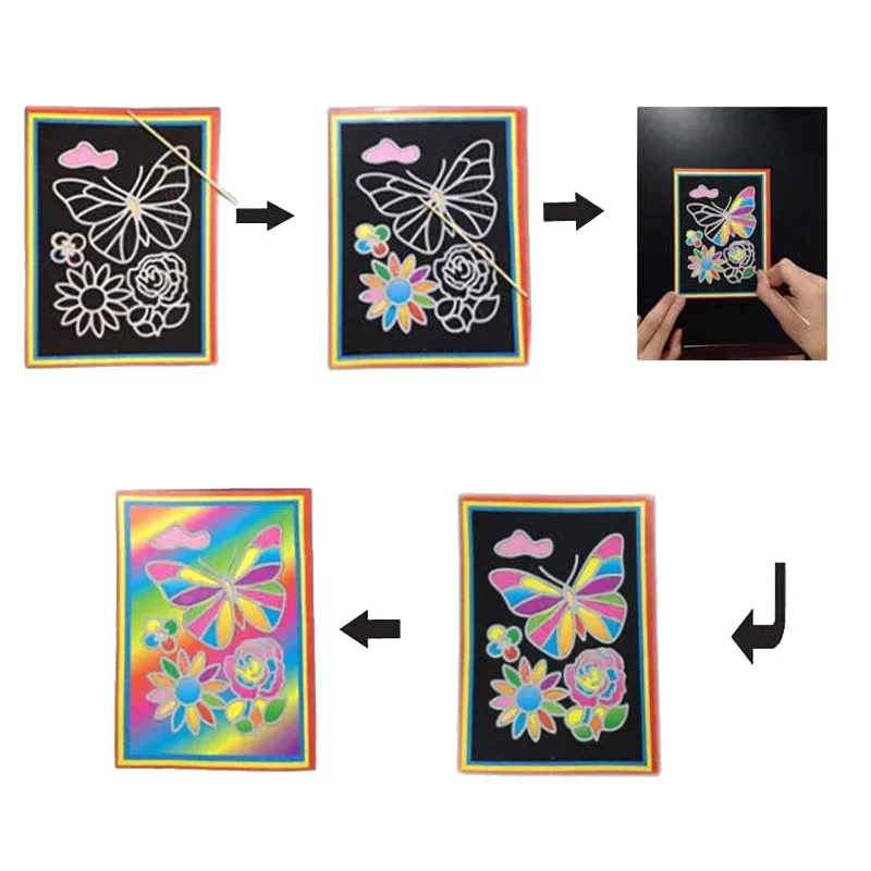 10pcs Children Scratch Painting Colorful Drawing Toys DIY Paper Cartoon Art Supplies Handmade Graffiti Kid Birthday Gifts TMZ 5