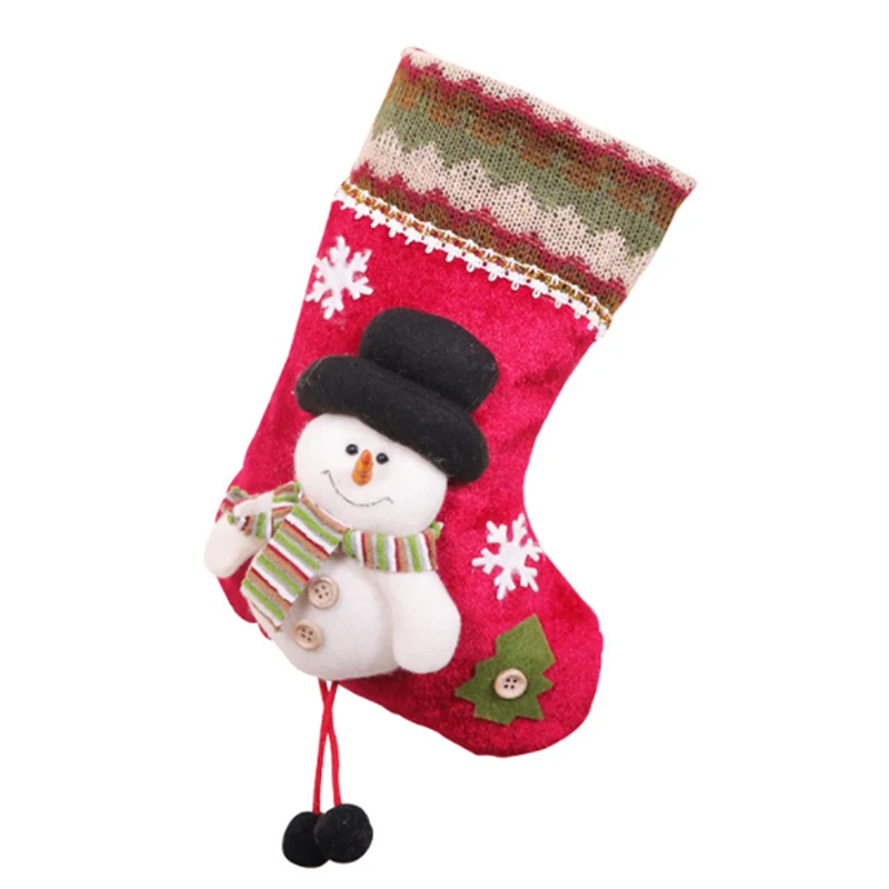 Christmas Gift Santa Claus Snowman Socks Christmas Tree Ornament Stocking Decoration Sock Kids Candy Bag