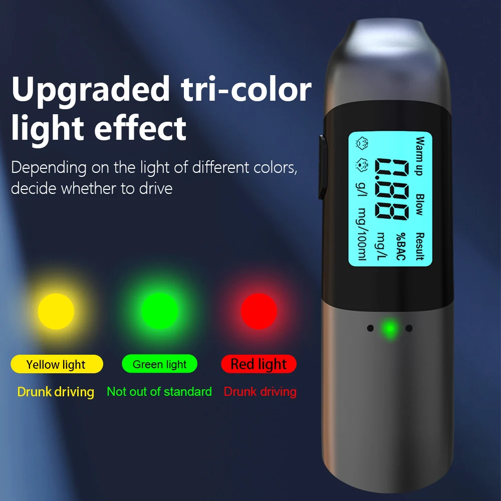 High Precision Alcohol Tester Non-Contact Alcohol Breath Detector Digital Portable Breathalyzer Mini Checker for KTV Bar