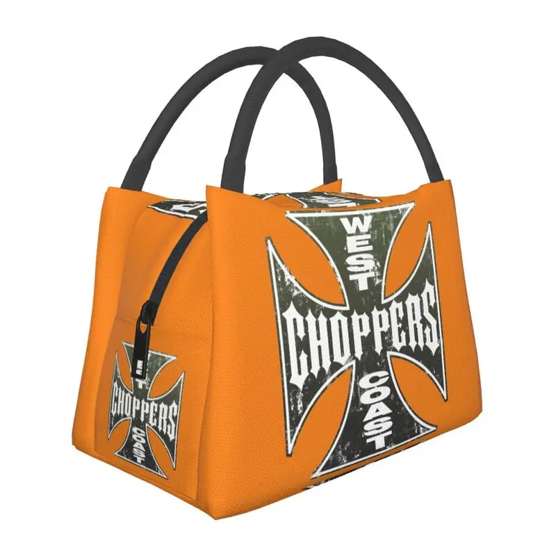 

West Coast Iron Cross Choppers Thermal Insulated Lunch Bag Resuable Lunch Tote for Outdoor Picnic Multifunction Meal Food Box