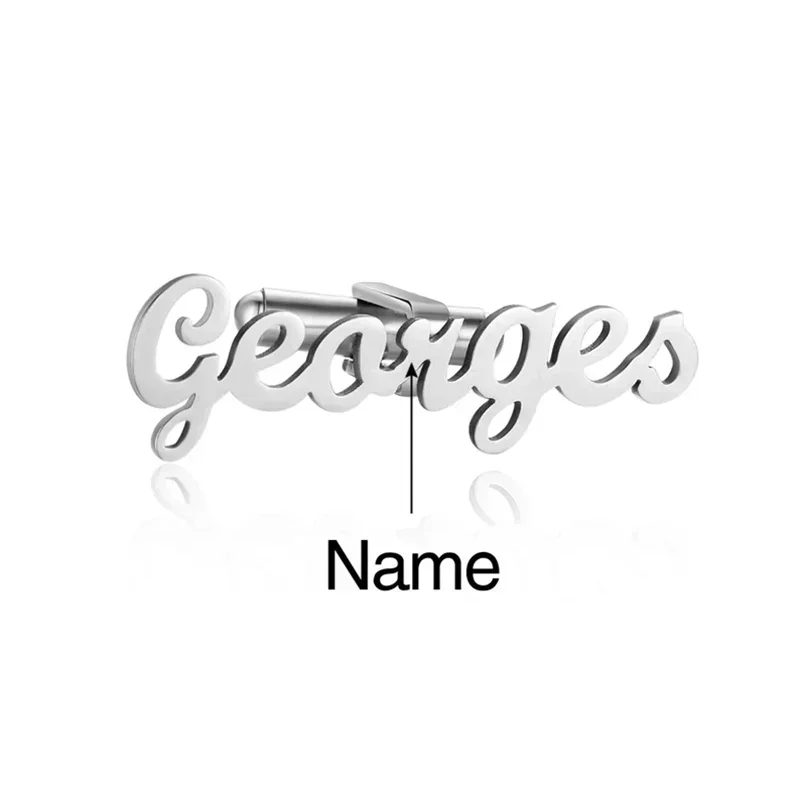 Custom Name Shirt Cufflinks Personalized Customized  Stainless Steel Buttons Man Jewelry Gift Wedding Accessories LOGO Cufflink