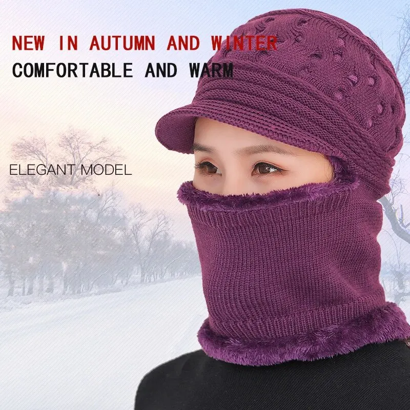 FleeceThickenedHatWomensWinterNewWarmKnitHatForMiddleAged