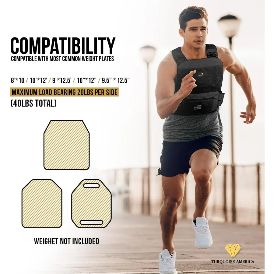 Adjustable Weighted Vest – Tactical Weight Vest for Men & Women, Perfect for Running, Rucking, Murph Workouts, & Strength Traini