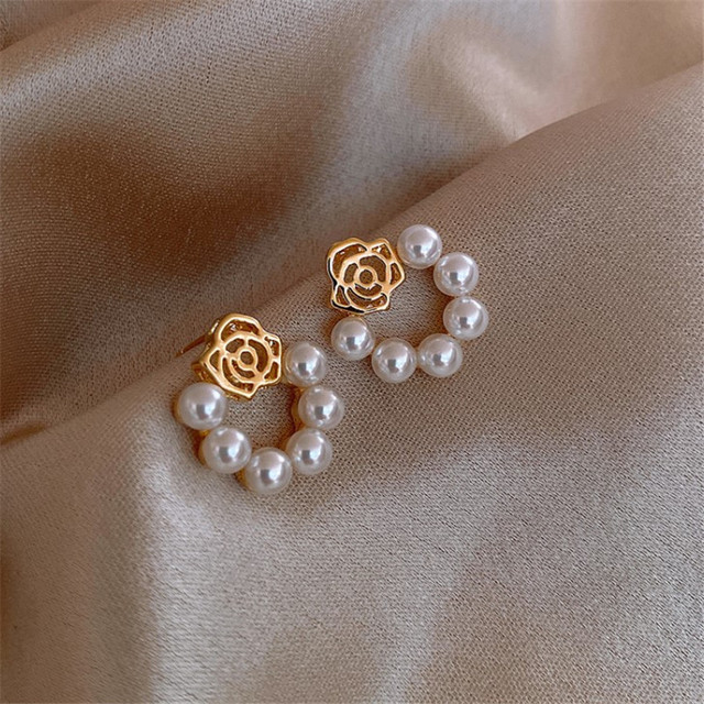 Geometric Simple Temperament Pearl Earrings Rhinestones Women's Gift Earrings Fashion Jewelry bijoux femme Gift