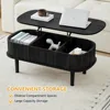 Fluted Lift Top Coffee Table with Hidden Compartment, Fully Assembled Wooden Center Table, Modern Oval Lift Tabletop 5
