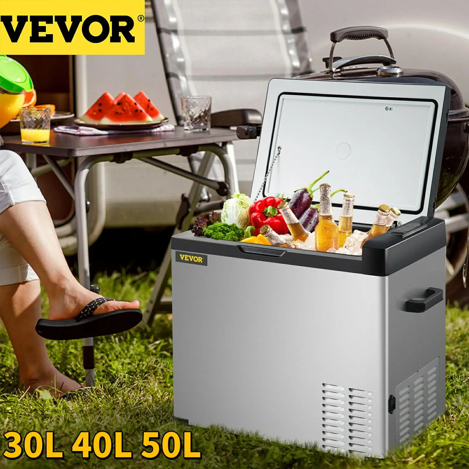Vevor Mini Car Refrigerator Portable Fridge Freezer 30l50l 12/24v Dc