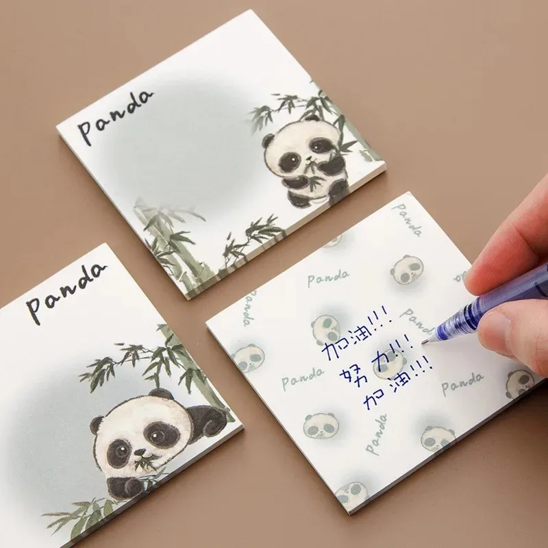 50 Sheets Student Stickers Memo Sticky Cute Cartoon Panda Notes Pads Posits Stationery Sticker Notebook Planner Message Sticker