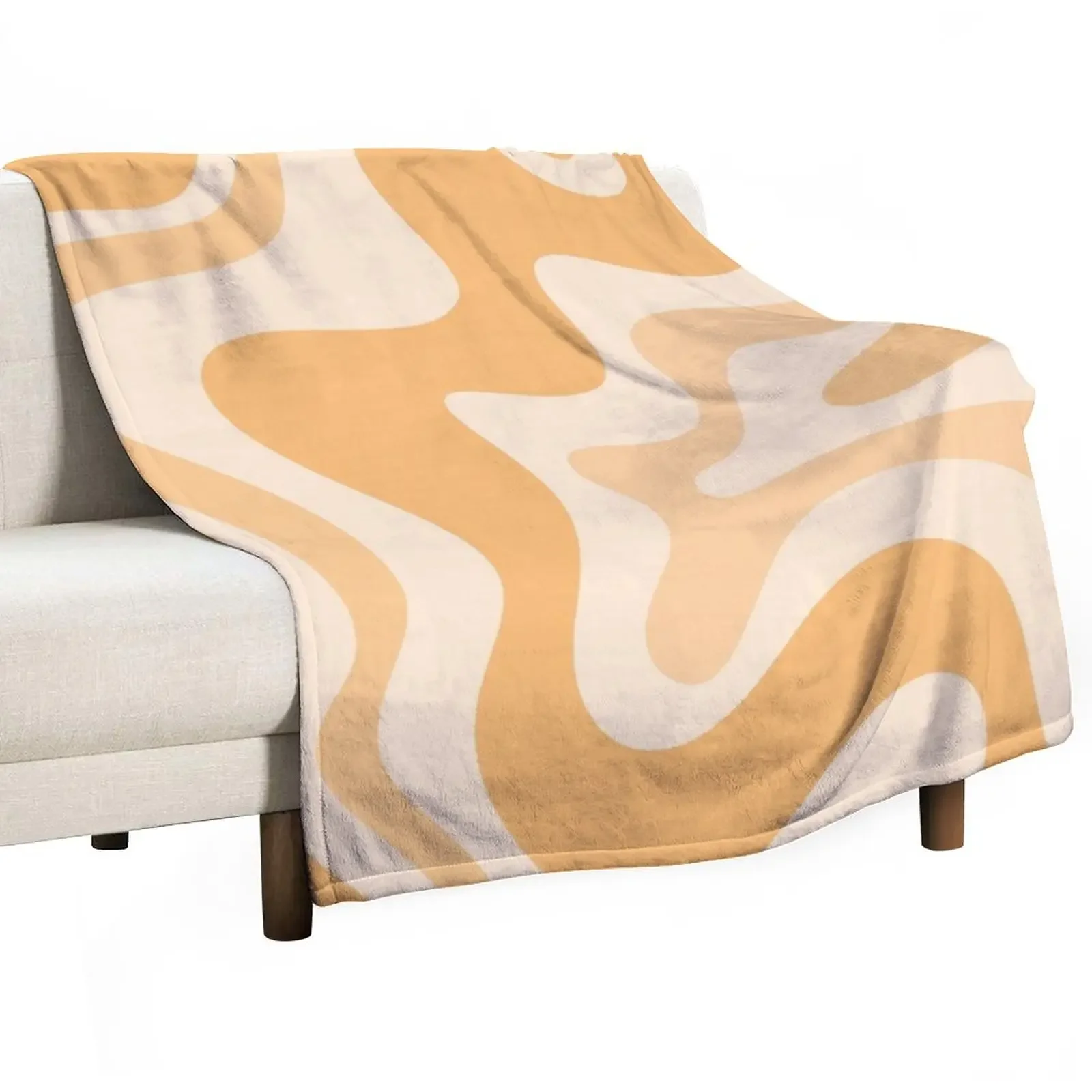 

Retro Liquid Swirl Abstract Pattern in Pale Orange Apricot Throw Blanket Thermal Plaid on the sofa Retros Blankets