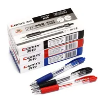 12pcs/Box Comix Push Gel Ink Pens Black Bullet Tip Retractable Writing Pen 0.5mm Refills Smooth Writing School Office Supplies 2