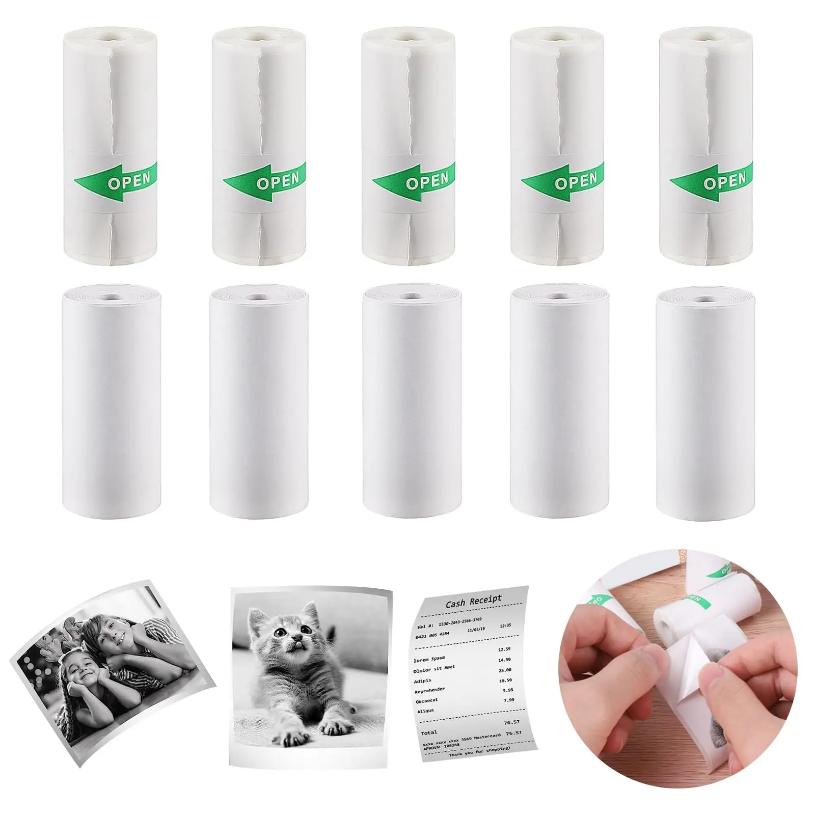 Thermal Paper 10 Rolls Mini Thermal Printer Sticker Paper Photo Printer Refill Paper Mini Sticker