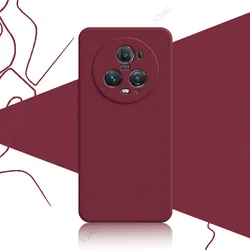 Premium Liquid Silicone Case Cover for Honor Magic 5 Series - Soft Square Design (Wine Red)