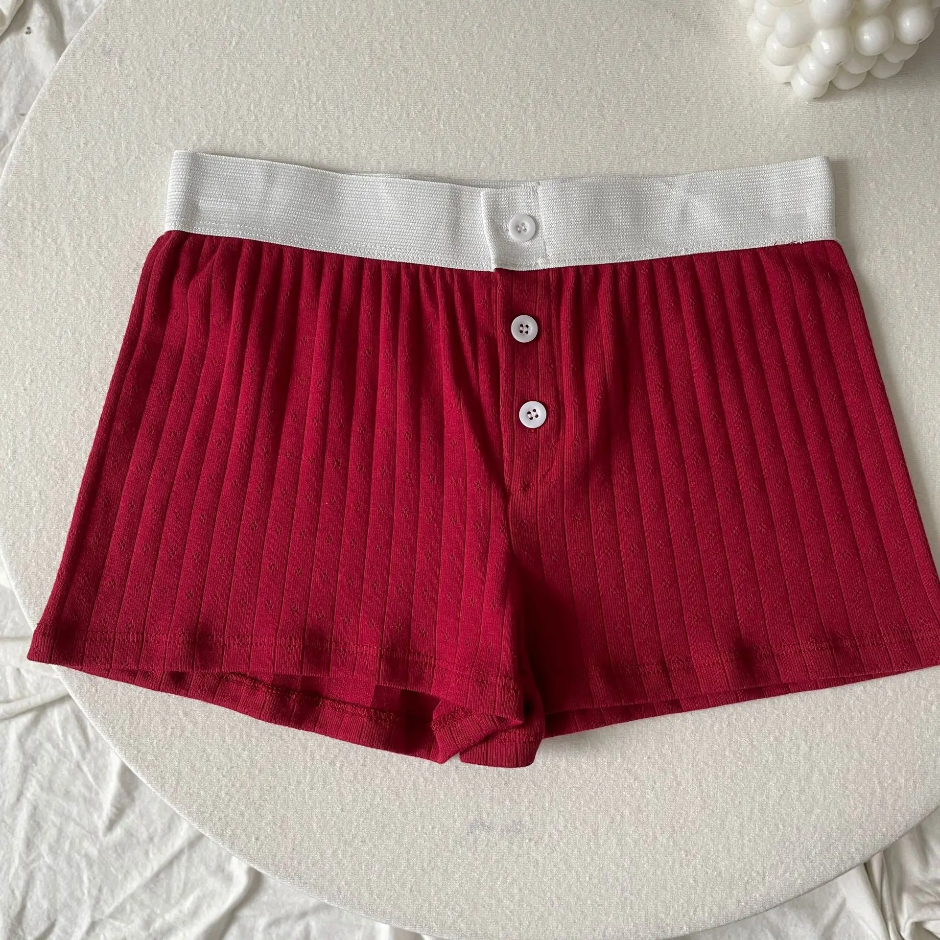 Eyelet red shorts