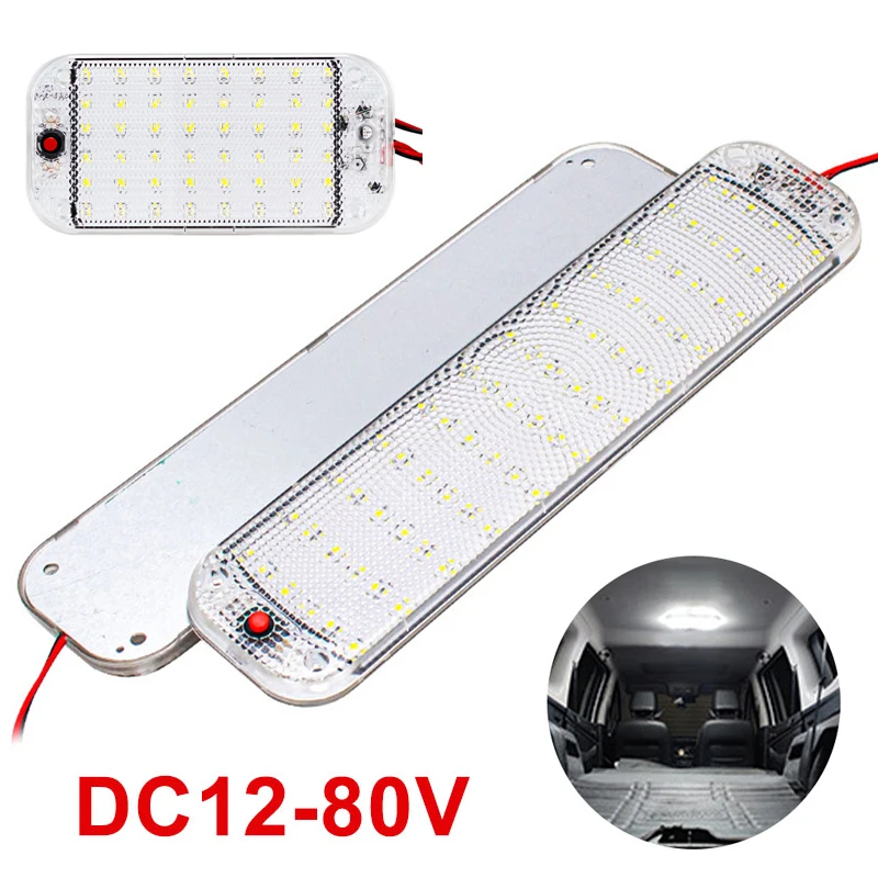 1Pc 48/72Led 12V-80V Led Car Vehicle Interior Dome Roof Plafoniera Lampada Da Lettura Interni Car Roof Light Car Interior Lighting