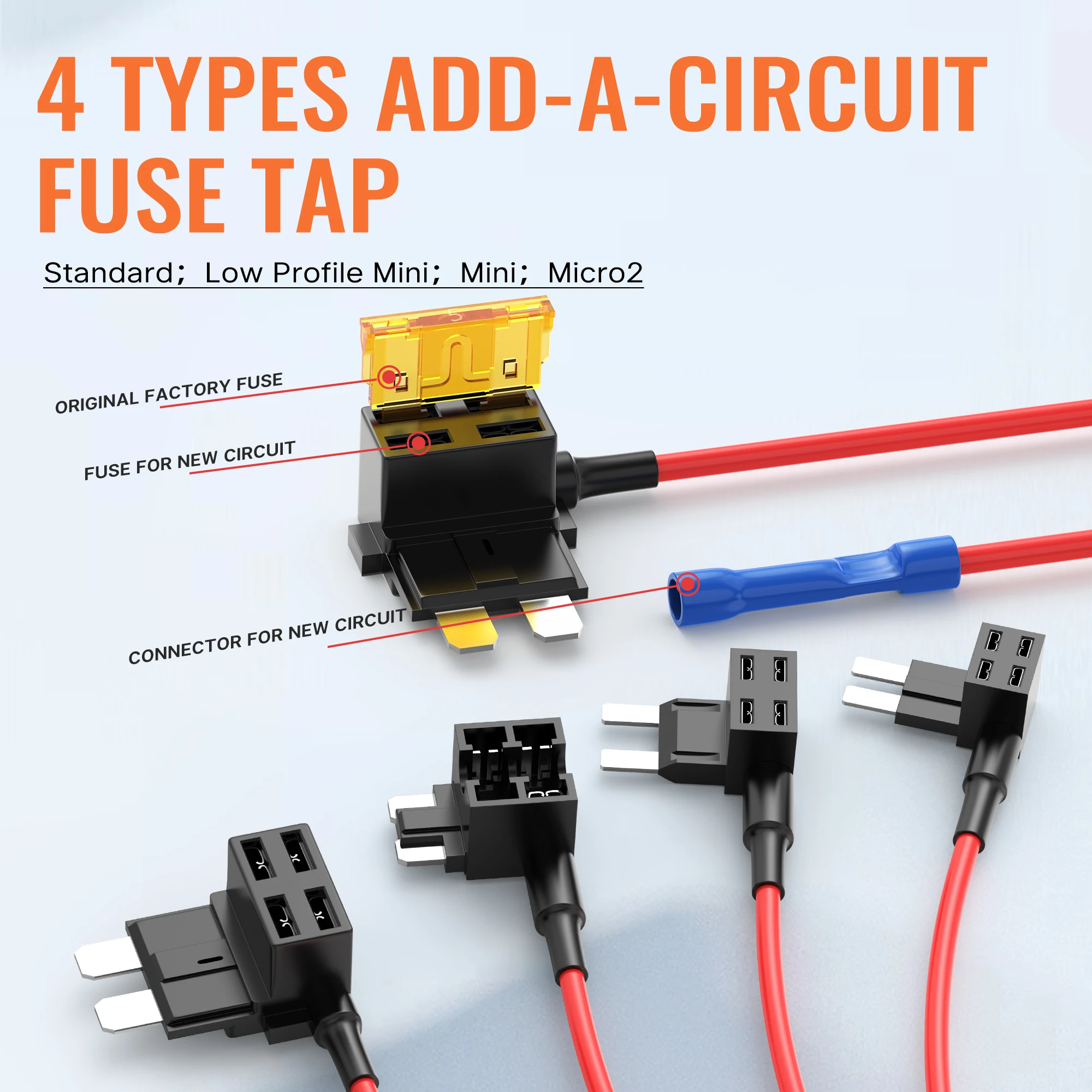 16PCS 12V Fuse Taps Low Profile Mini Micro2 Fuse Holder Automotive Car Add a Circuit Fuses Kit ATO ATC ATM APM Fuses Adapter