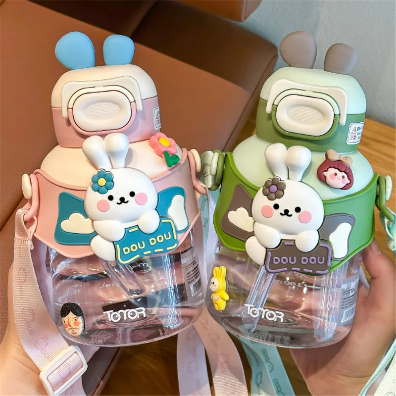 

Hello Rabbit Tritan Home School Travel Juice Bottle Coffee Cup Water Bottle Cute Animal Cup Summer Girl