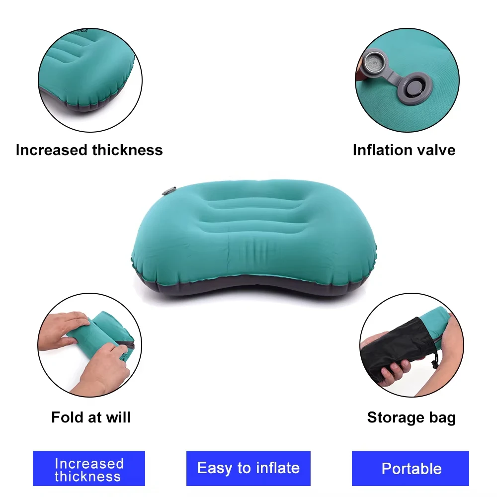 Inflatable Pillow Portable Compressible Folding Air Cushion Camping Equipment