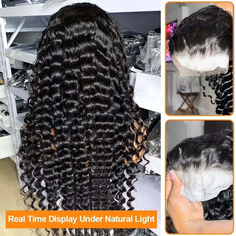 Brazilian Human Hair Wig 30/40 Inch 13x6 HD Lace Frontal Preplucked Loose Deep Wave Curly - Fluffy & Natural Hairlin
