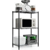 3 Tier Shelves Storage, Wire Shelf Unit, Standing Adjustable Metal Shelves Organizer, Storage Racks for Restaurant Garage Pant 1
