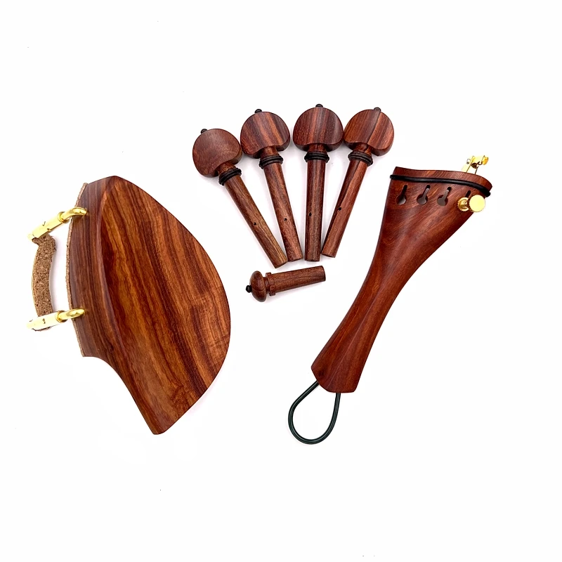 1 set 4/4 violin ebony/rosewood/jujube wood accessories parts fittings Tailpiece + Tuning pegs + Endpins + Chin rest/Chin Holder violin accessories