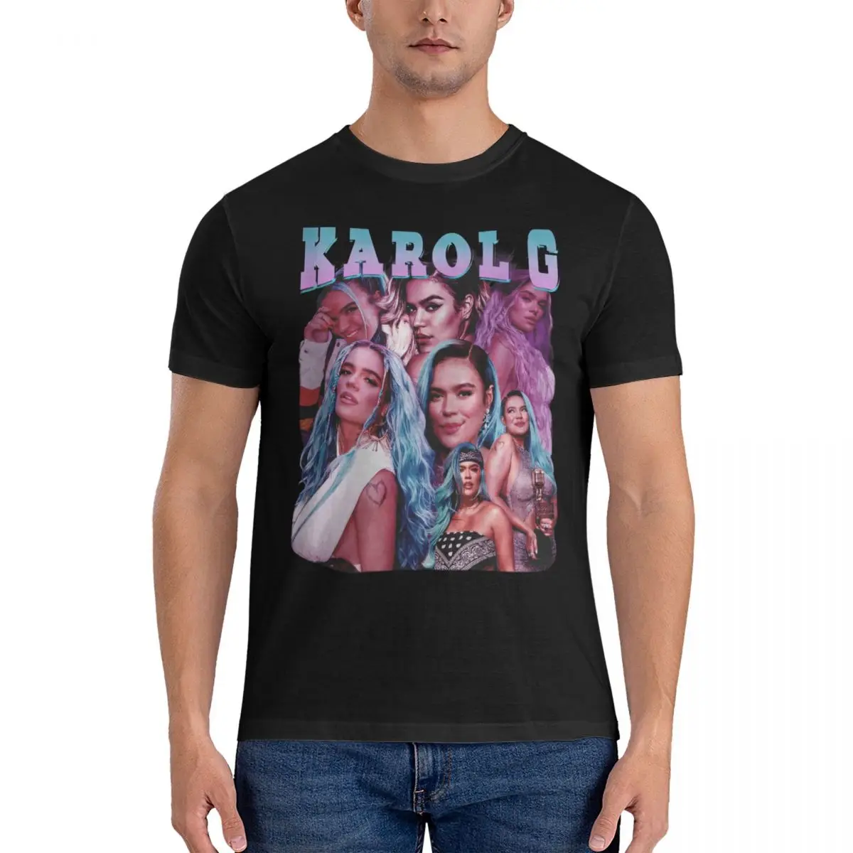 Peso Pluma Karol G Maglietta Vintage O-Collo T-Shirt Donna Uomo