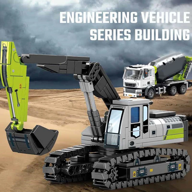 SEMBO Engineering Vehicle Assemblage Building Blocks Kits MOC Excavator Mixer Truck Model Bricks DIY Educational Toys Boys Gifts 2