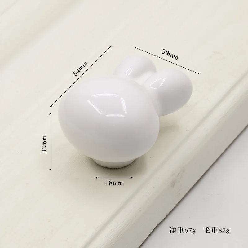 ידיות ארון קרמיקה עם דמויות ארנבות קרטון לחדר ילדים, רהיטי חומרה לילדים, קישוטים למגירות