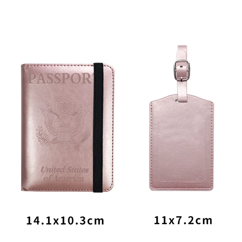 1set Fashion Travel Passport Cover Luggage Tag Set Personality Pu