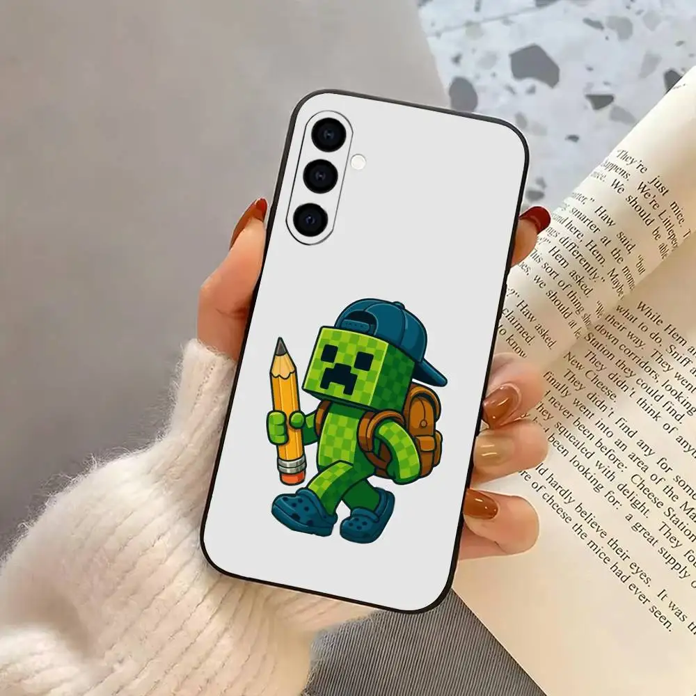 G-Green P-Pixel M-Monster C-Creeper 전화 케이스 삼성 갤럭시 A73,A72,A71,A70,A53,A52,A51,기타 소프트 블랙 커버