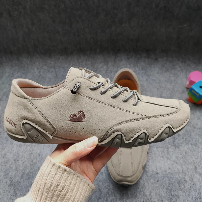 Men's Sports Shoes Comfortable Casual Shoes New 2024 Breathable Outdoor Leather Shoes Anti slip Motorcycle Boots Running Shoes