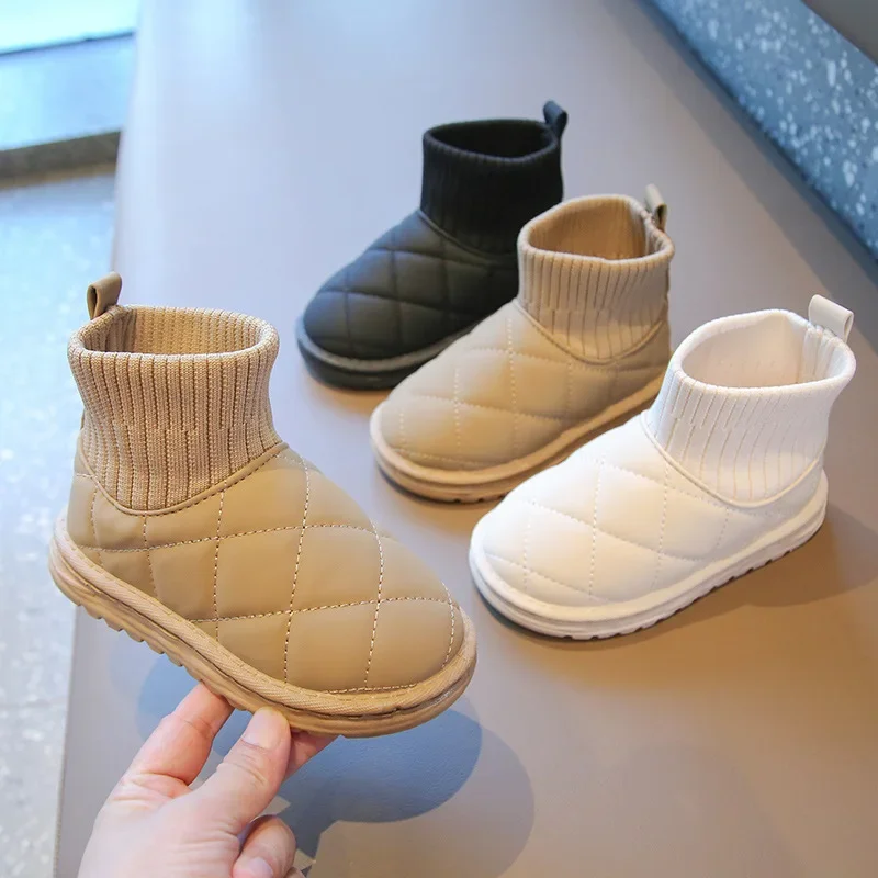 

2023 Childrens Snow Boots Girls Winter New Children's Warm Ankle Non-Slip Boots Kids Cotton Sport Shoes Fashion Short Boots