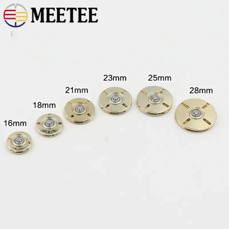 Meetee 10sets 10-25mm Metal Snap Buttons Invisible Fastener Press Button Clasp Coat Down Jacket DIY Garment Sewing Accessories 3