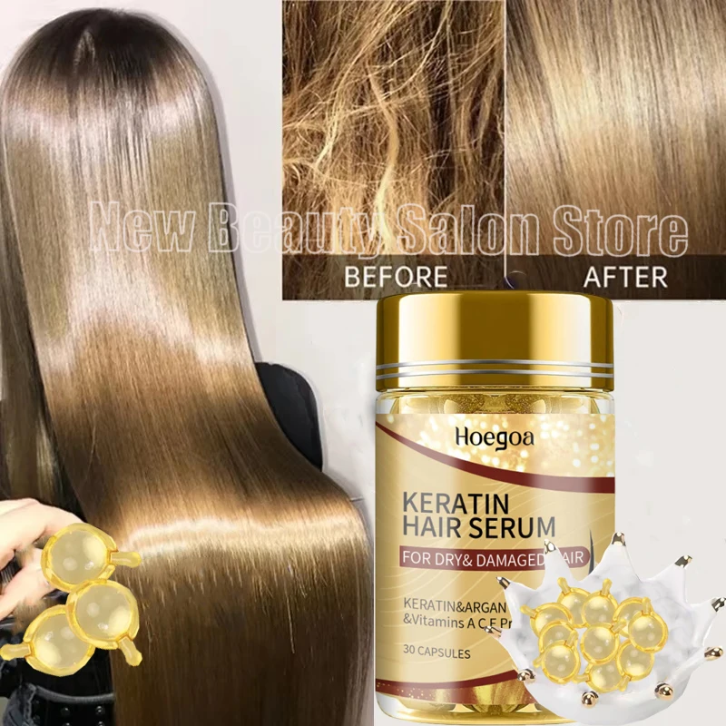 Hair Vitamin Capsule Hair Treatment Oil Scalp Treatment Magic Hair Vitamin Capsule Keratin Oil Fast Restore Hair Soft Smooth Shiny Deep Moisturizer Frizzy Dry Scalp Care Products