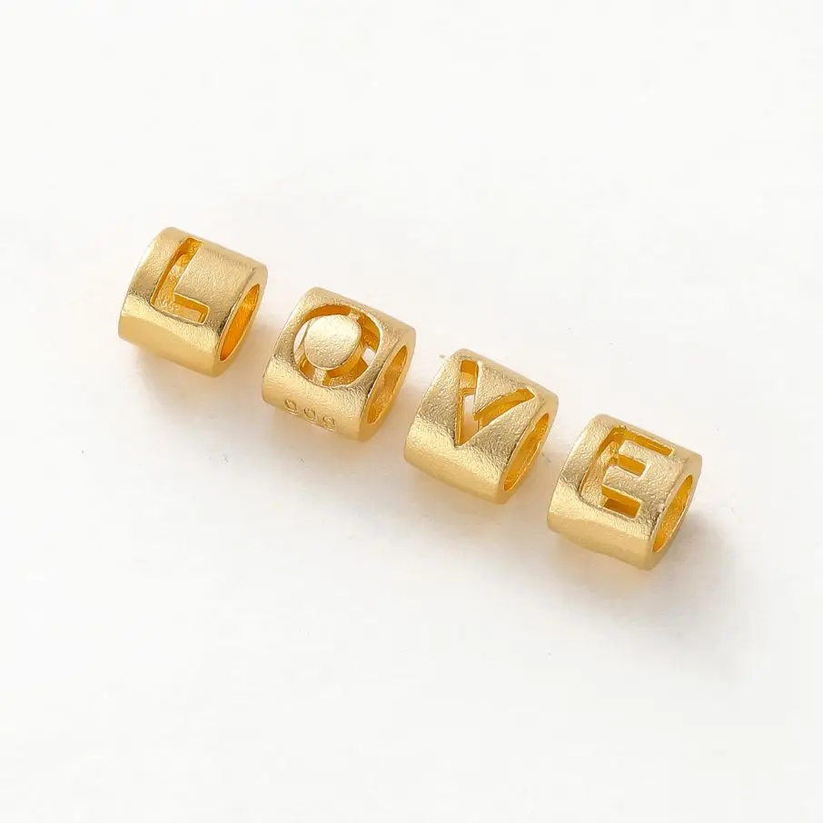 18K LOVE Letter Pendants Gold Plated Brass Couple Spacer Beads Charms Pendan for DIY Necklace Jewelry Making Accessories Finding