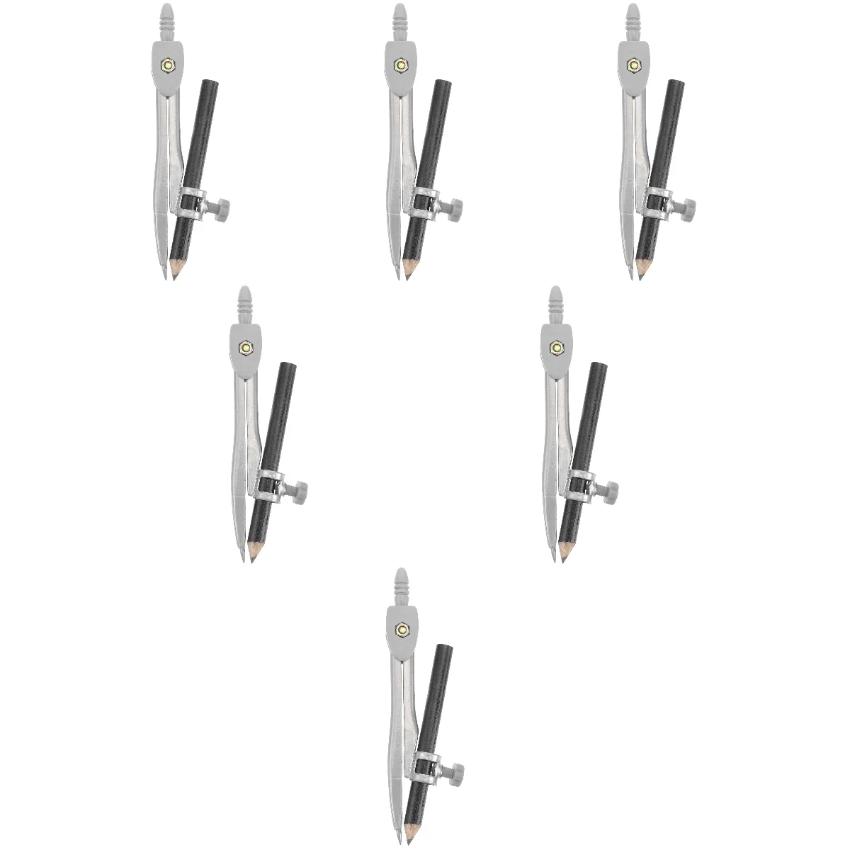 

6 Pack Pencils Drafting Compass Number for Geometry Precision Metal Plastic Student