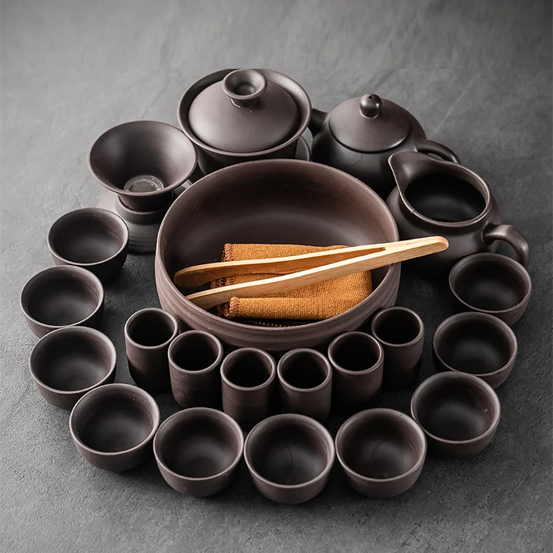 Purple Sand Kung Fu Tea Set Home Living Room Japanese Simple Cup Teapot Teacups Teasea Tea Leakage Ceremony