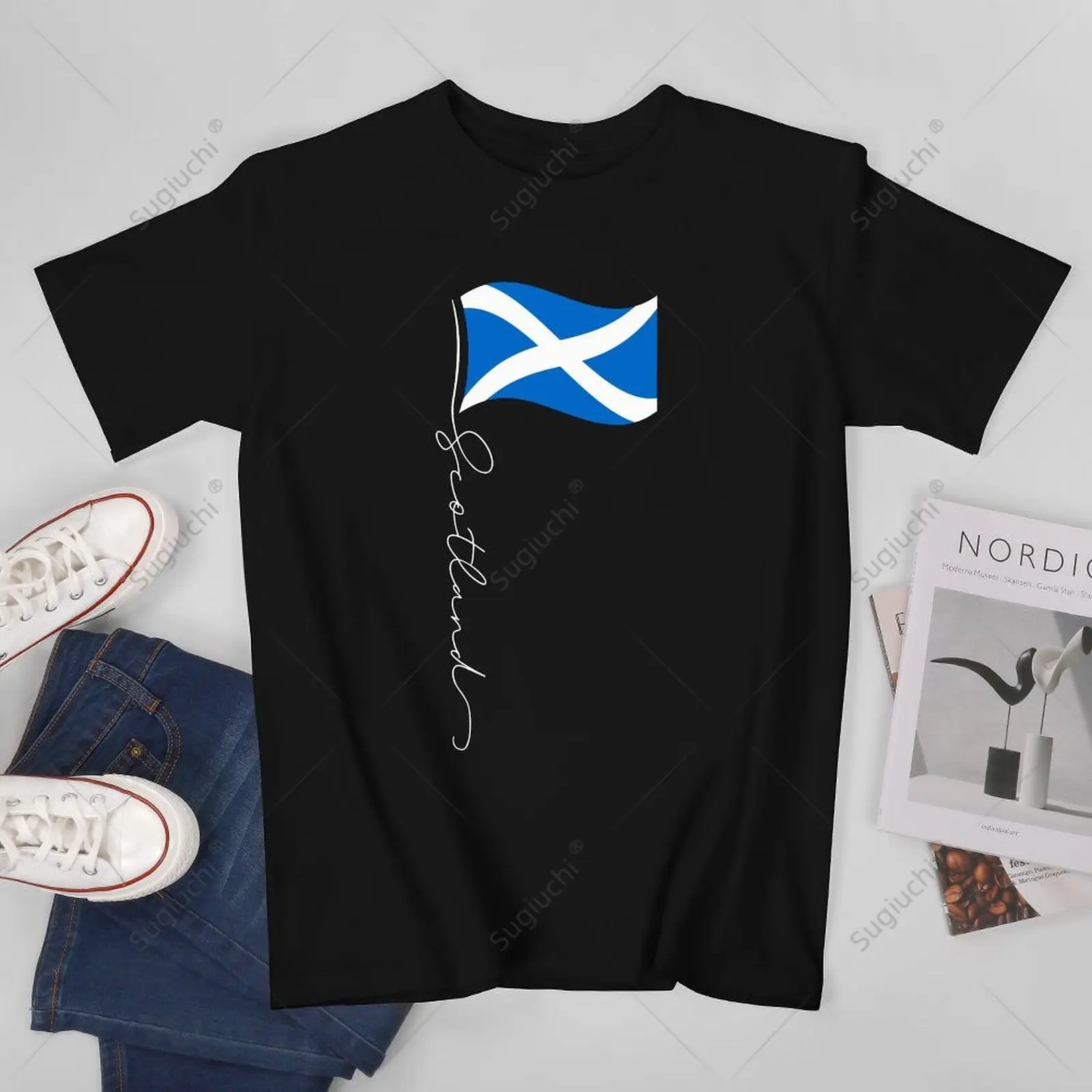 

Unisex Men Scotland Signature Flag Pole - Patriotic Scottish Flag Tshirt Tees T Shirts Women Boys 100% Cotton T-Shirt