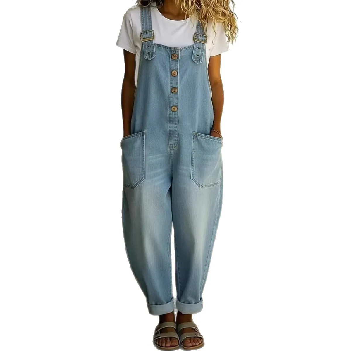 Women Denim Suspenders Jumpsuit 2