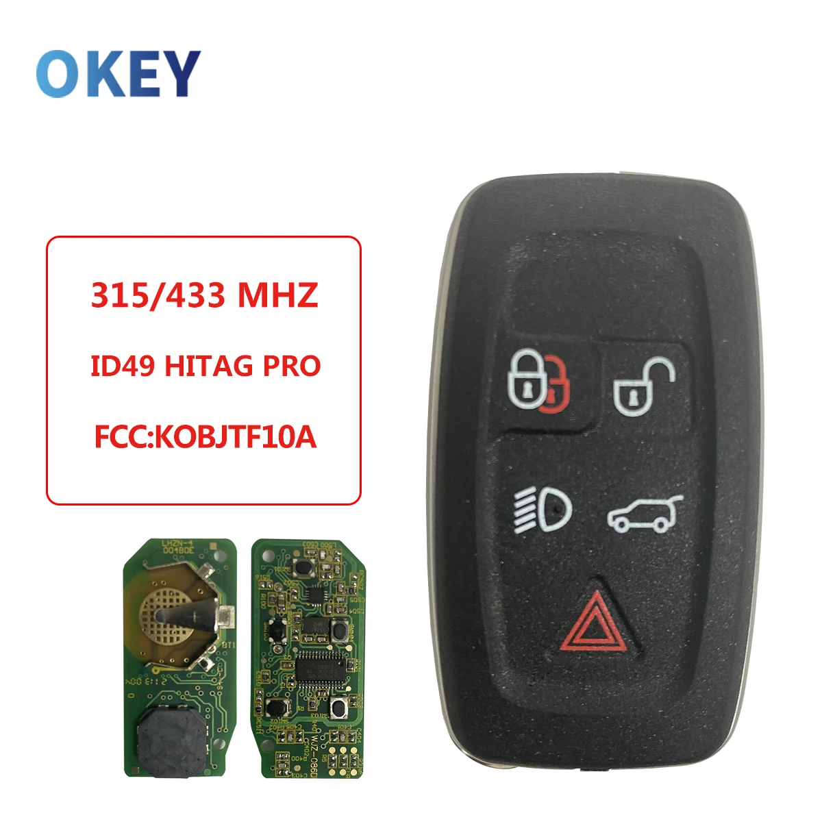 Okey Remote Car Key 315 434 MHZ For Land Rover LR2 LR4 Range Rover Evoque Sport ID49 HITAG PRO 5Buttons Keyless Go Smart Control