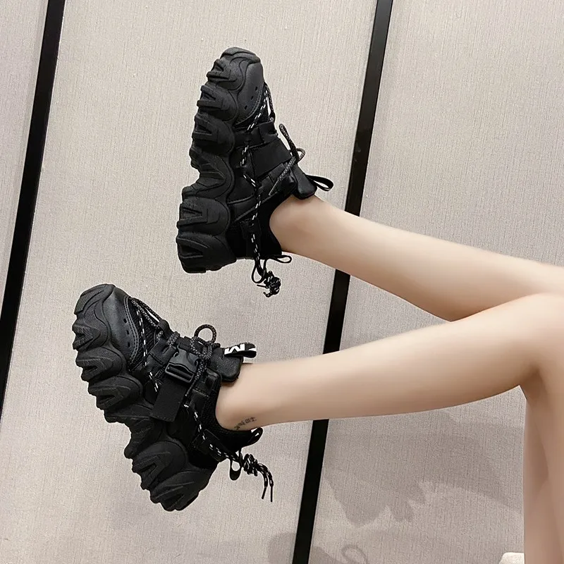 Casual Women Sneakers High Heels Platform Tennis Sports Autumn Winter Thick Bottom Walking 2021 New Breathable Vulcanized Shoes 