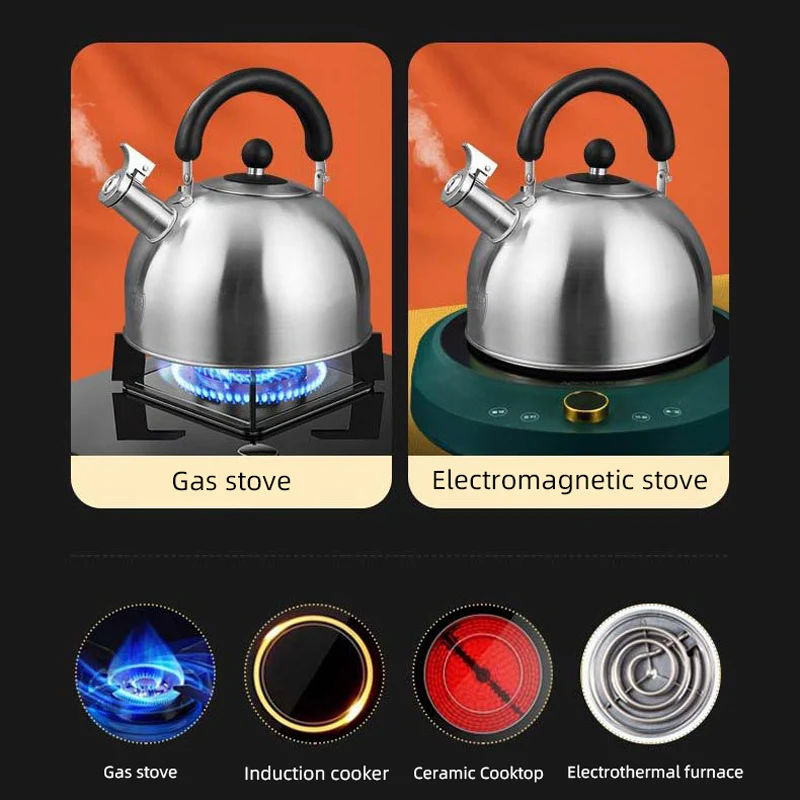 3 litre Inox Whistling Kettle Stainless steel Hot water Kettle with  sound-burning Metal Tea Kettle - AliExpress