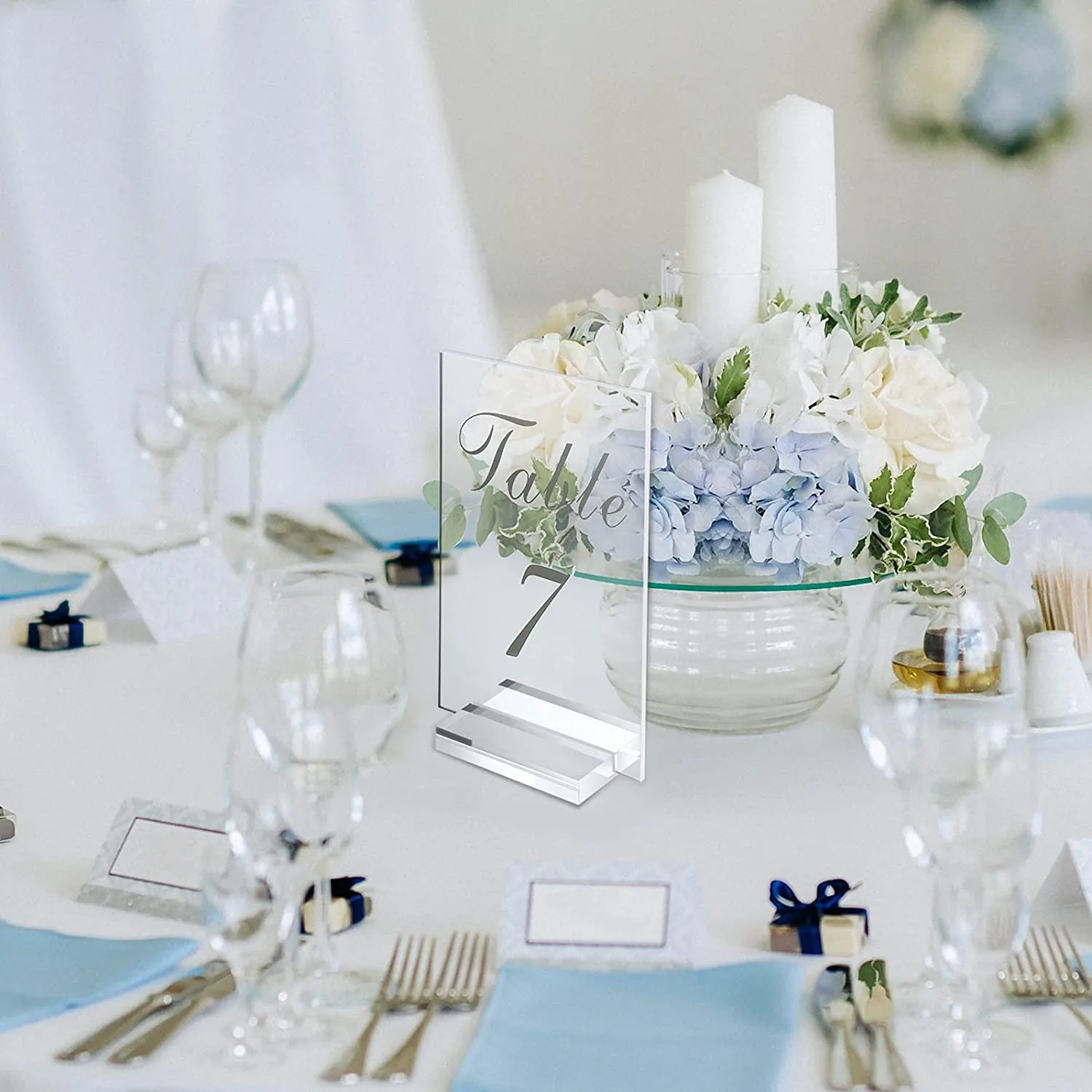 Clear Acrylic Place Card with Holder Wedding Rectangular Arched Table Number​ Card with Stand DIY Name Sign for Party Banquet