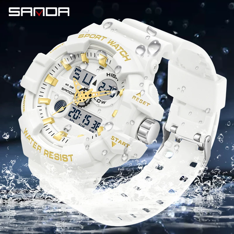 SANDA White G-Style Sports Men's Watches Luxury Military Quartz Watch Waterproof Men Electron Wristwatches relogio masculino 2